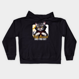 Fluff Around And Find Out Sarcastic Cat Feline Joke Funny Kids Hoodie